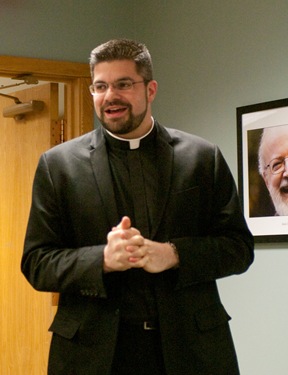 Leaders of the youth and young adult ministry of the Archdiocese of Boston gather at the Pastoral Center for an evening of networking and collaboration led by father Matt Williams of the Office for the New Evangelization of Youth and Young Adults.<br />
Pilot photo/ Neil W. McCabe 