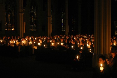 Cardinal Sean P. O'Malley celebrates the Easter Vigil April 23, 2011 at the Cathedral of the Holy Cross. Pilot photo by Jim Lockwood Cardinal Sean P. O'Malley celebrates the Easter Vigil April 23, 2011 at the Cathedral of the Holy Cross. Pilot photo by Jim Lockwood
