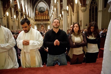 Mass with orchestra and choir of "The Suffering of the Innocents" and Boston members of the Neocatechumenal Way, May 5, 2012 at the Cathedral of the Holy Cross. Photo by Gregory L. Tracy Mass with orchestra and choir of "The Suffering of the Innocents" and Boston members of the Neocatechumenal Way, May 5, 2012 at the Cathedral of the Holy Cross. Photo by Gregory L. Tracy
