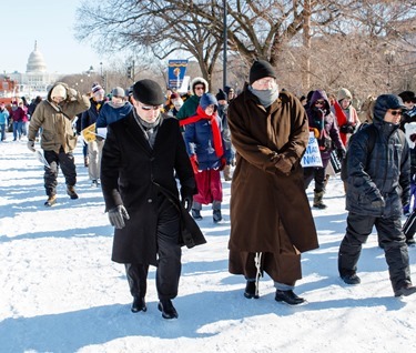 Cardinal O’Malley gathers with other pro-life leaders at the rally on the National Mall in Washington, D.C. before the start of the March for Life Jan. 22, 2014.  (Pilot photo by Gregory L. Tracy)