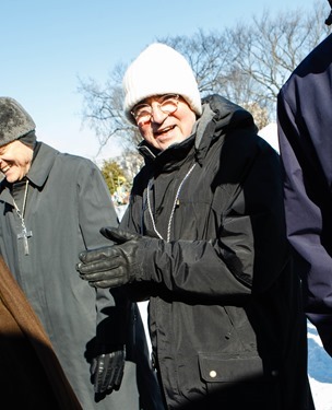 Cardinal O’Malley gathers with other pro-life leaders at the rally on the National Mall in Washington, D.C. before the start of the March for Life Jan. 22, 2014.  (Pilot photo by Gregory L. Tracy)