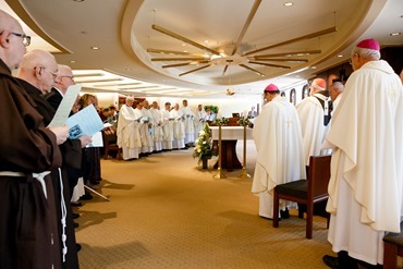 Cardinal O’Malley celebrates a special Mass with jubliarian priests and brothers at the Archdiocese of Boston’s Pastoral Center May 17, 2017. Pilot photo/ Gregory L. Tracy 
