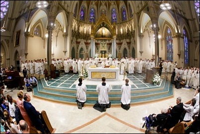 Ordination to the priesthood of Fathers Jason Giombetti, Pablo Gomis, Kevin Leaver, Godfrey Musabe, Wellington Oliveira, Joel Americo Santos, William Sexton, Michael Zimmerman, celebrated by Cardinal Seán P. O'Malley at Immaculate Conception Church in Lowell, May 20, 2017. Pilot photo/ Gregory L. Tracy 