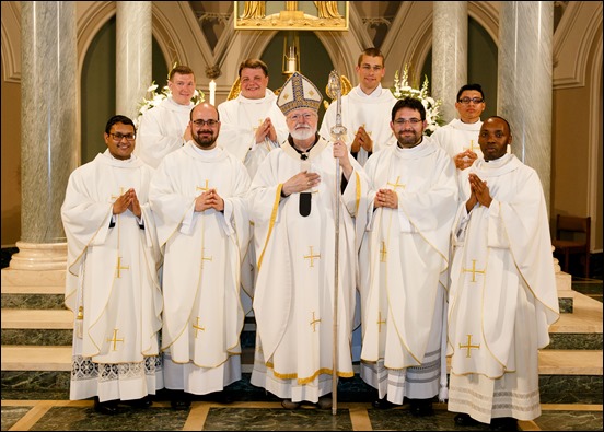 Ordination to the priesthood of Fathers Jason Giombetti, Pablo Gomis, Kevin Leaver, Godfrey Musabe, Wellington Oliveira, Joel Americo Santos, William Sexton, Michael Zimmerman, celebrated by Cardinal Seán P. O'Malley at Immaculate Conception Church in Lowell, May 20, 2017. Pilot photo/ Gregory L. Tracy 