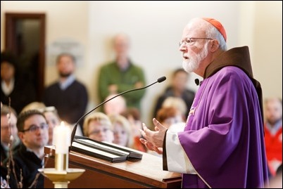 Cardinal Sean P. O'Malley celebrates Mass of Ash Wednesday at the Archdiocese of Boston’s Pastoral Center, Feb. 14, 2018. Pilot photo/ Gregory L. Tracy