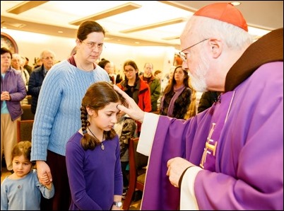 Cardinal Sean P. O'Malley celebrates Mass of Ash Wednesday at the Archdiocese of Boston’s Pastoral Center, Feb. 14, 2018. Pilot photo/ Gregory L. Tracy