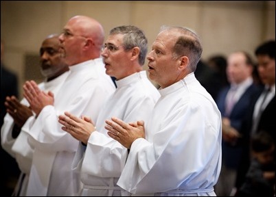 Ordination of Permanent Deacons Osvaldo Fernandez, Robert Horne, David Giangiordano, Charles Kelley, Francis Sung, Julio Sanchez, Jim Thompson and Cristino Ynfante at Holy Name Church in West Roxbury, Sept. 29, 2018. Pilot photo/ Gregory L. Tracy 